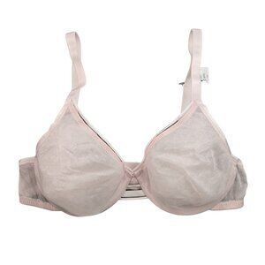 Deyllo Womens Bra 34A Light Pink Underwire Sheer Mesh Lingerie